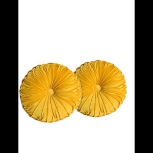 Yellow Round Velvet Throw Pillows
